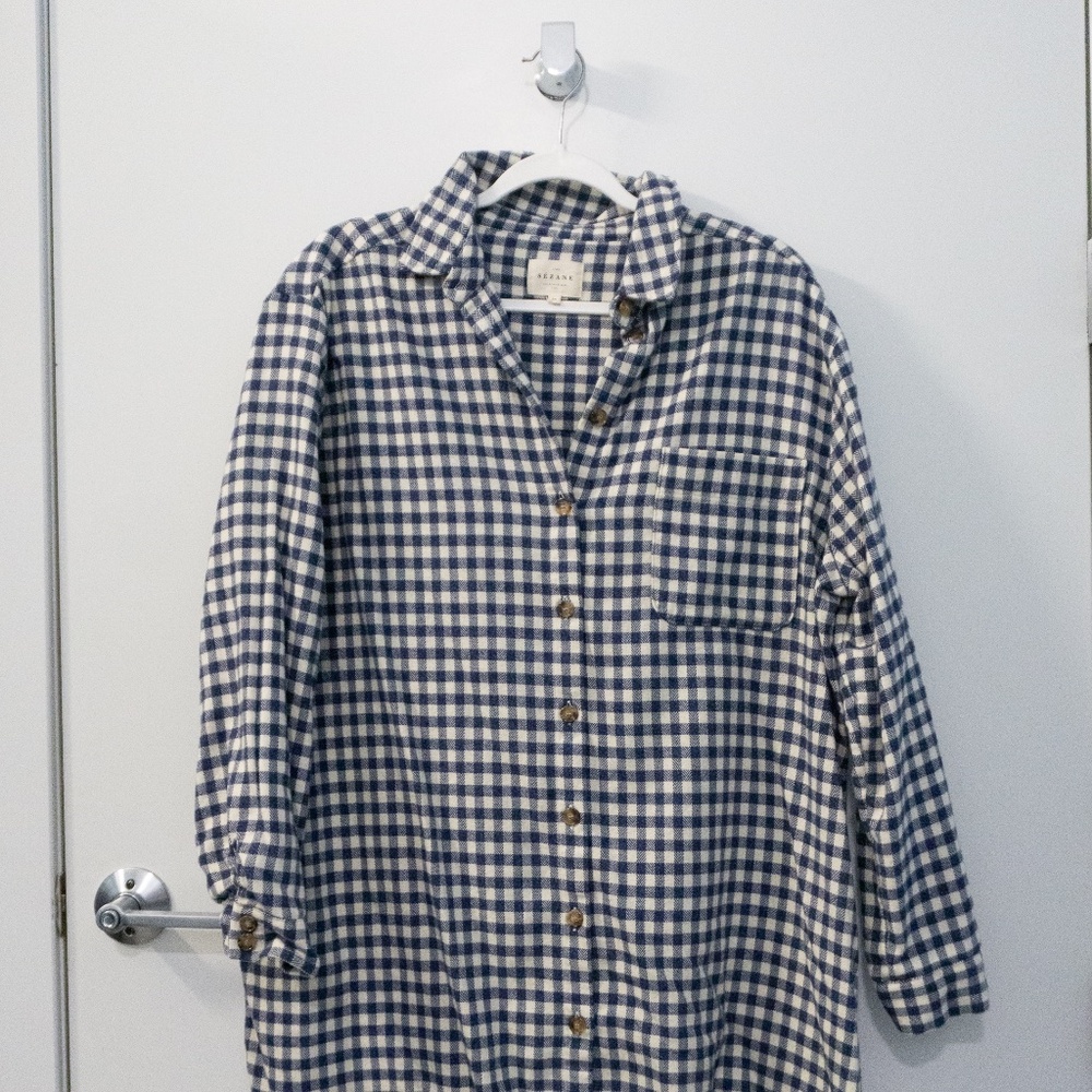 Sézane Sadie Dress in Navy Gingham: Size 12